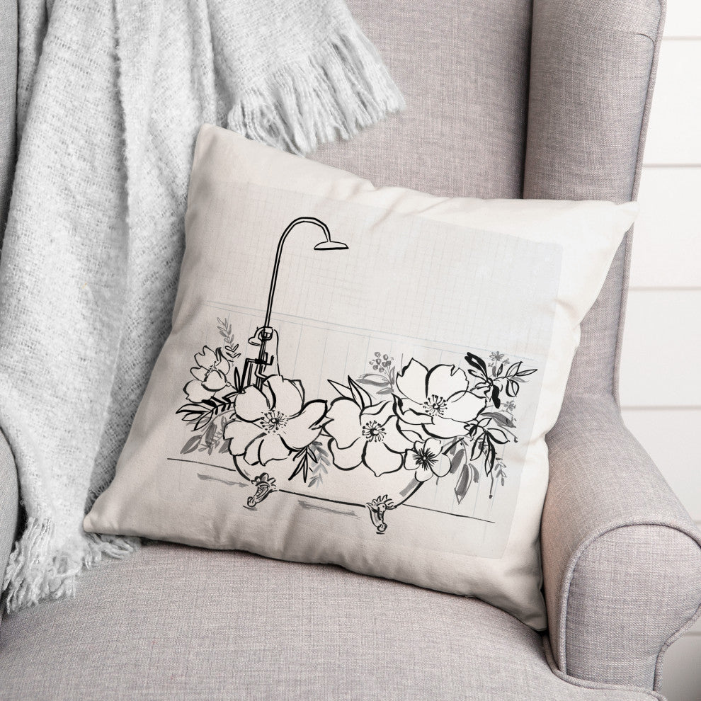 Soft Floral Bathtub 18"x18" Spun Poly Pillow