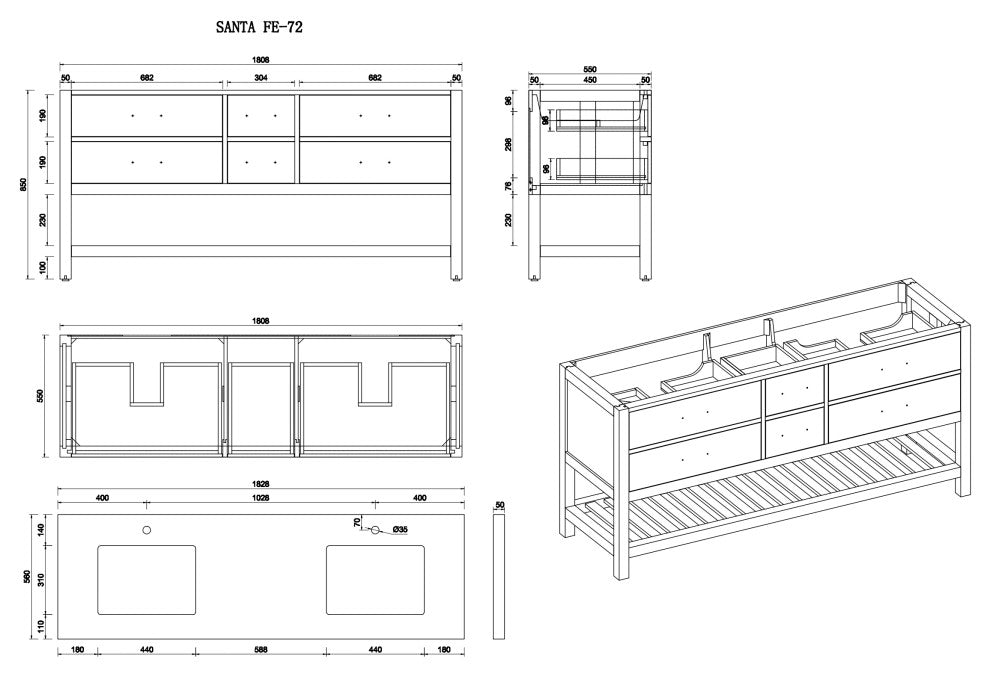 Parker 72 Double Sink Bath Vanity in White 2" Carrara Quartz