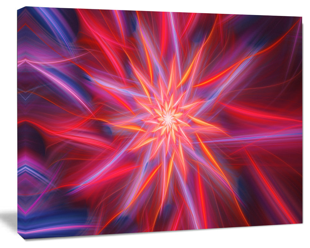 Shining Red Purple Exotic Flower, Floral Canvas Art Print, 40"x30"