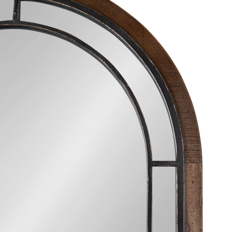 Audubon Framed Arch Mirror, Rustic Brown 24x36