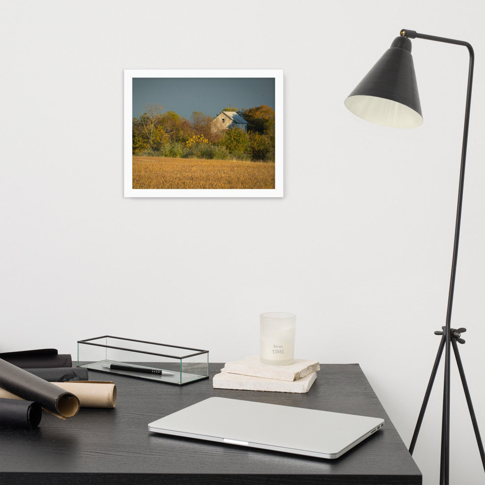 Abandoned Barn In The Trees Framed Photo Paper Wall Art Prints, White, 11" X 14"