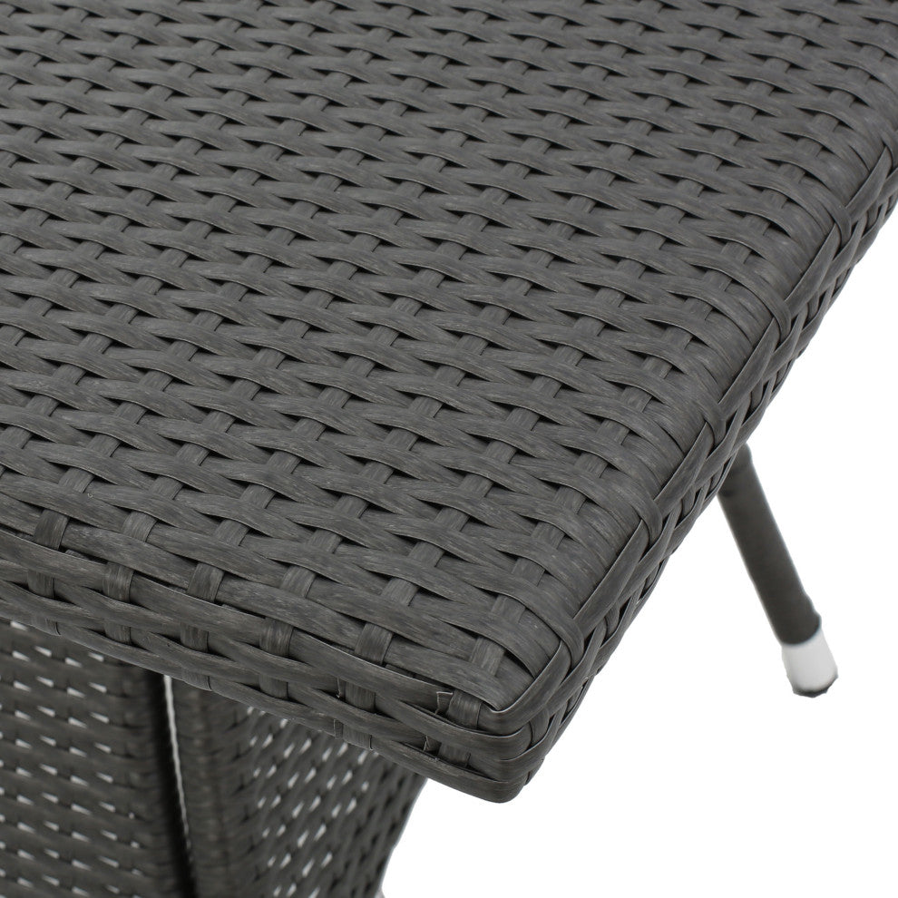 GDF Studio Colonial Outdoor Gray Wicker Square Dining Table