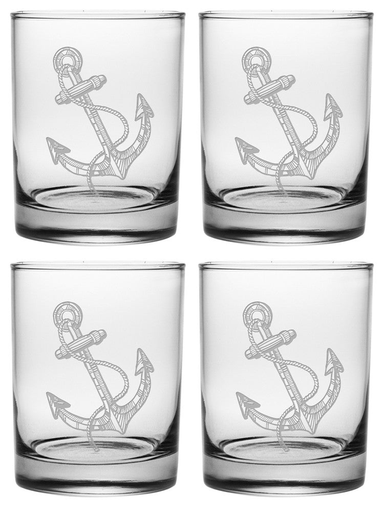 Vintage Anchor Rocks Glasses, 4 Piece Set