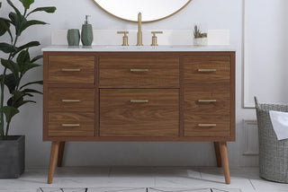 Bella 48" Bathroom Vanity, Walnut Brown With Backsplash