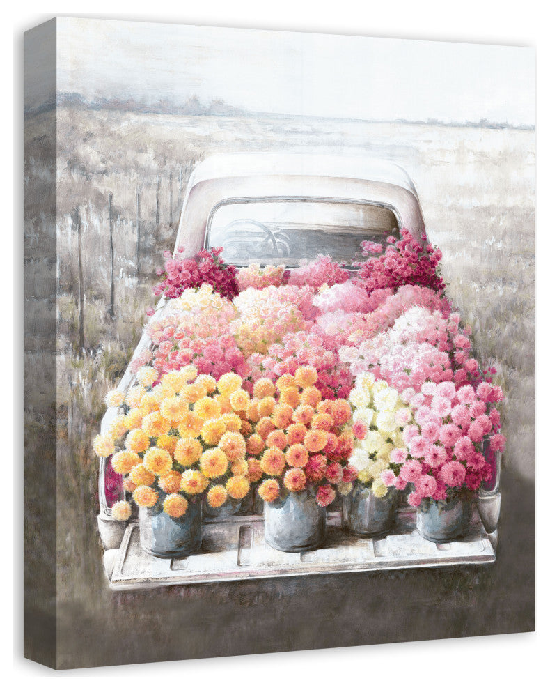 Flower Farm Truck 16x20 Canvas Wall Art