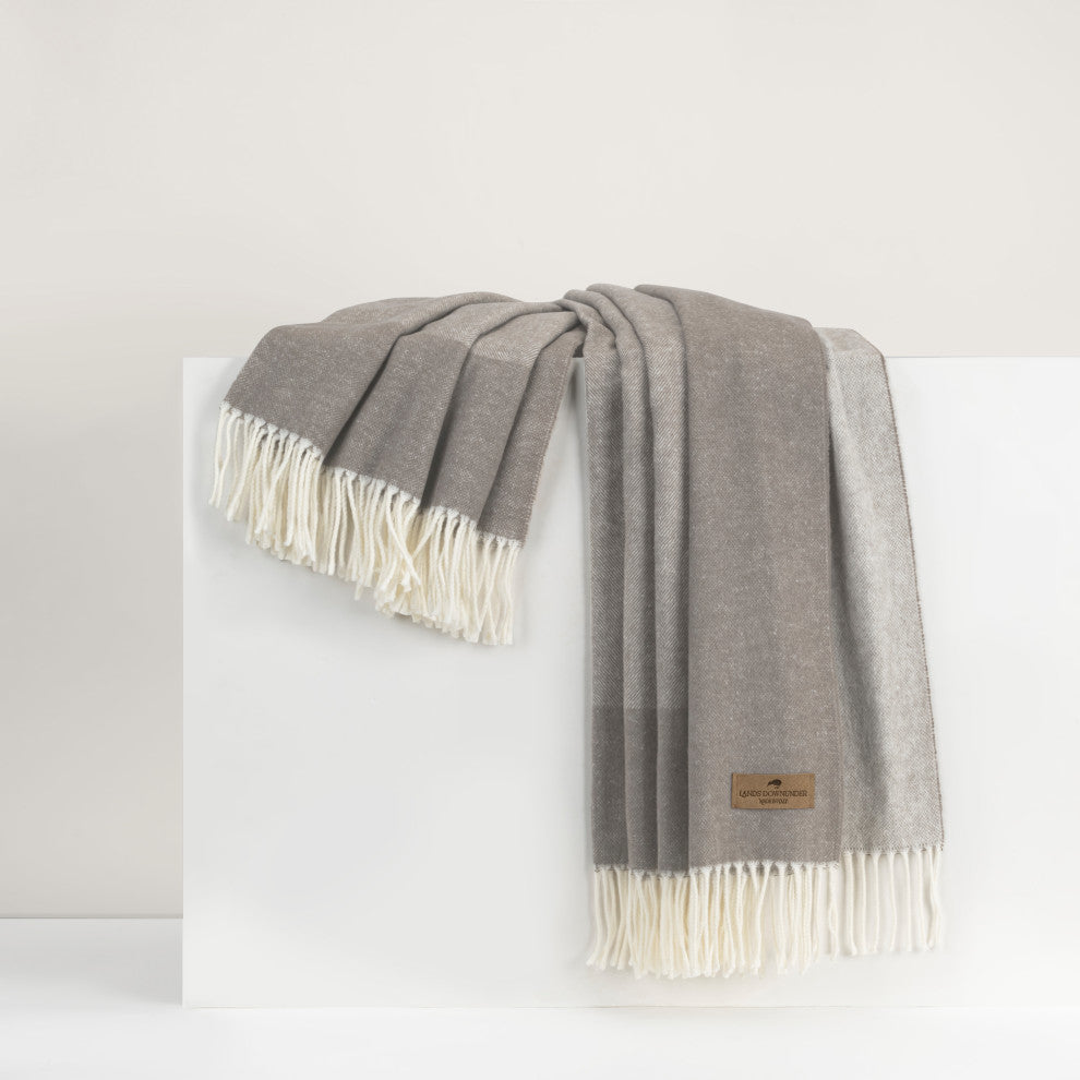 Italian Border Herringbone Throw, Mink