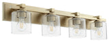 Quorum 5369-4-280 Four Light Vanity, Aged Brass With Clear/Seeded Finish