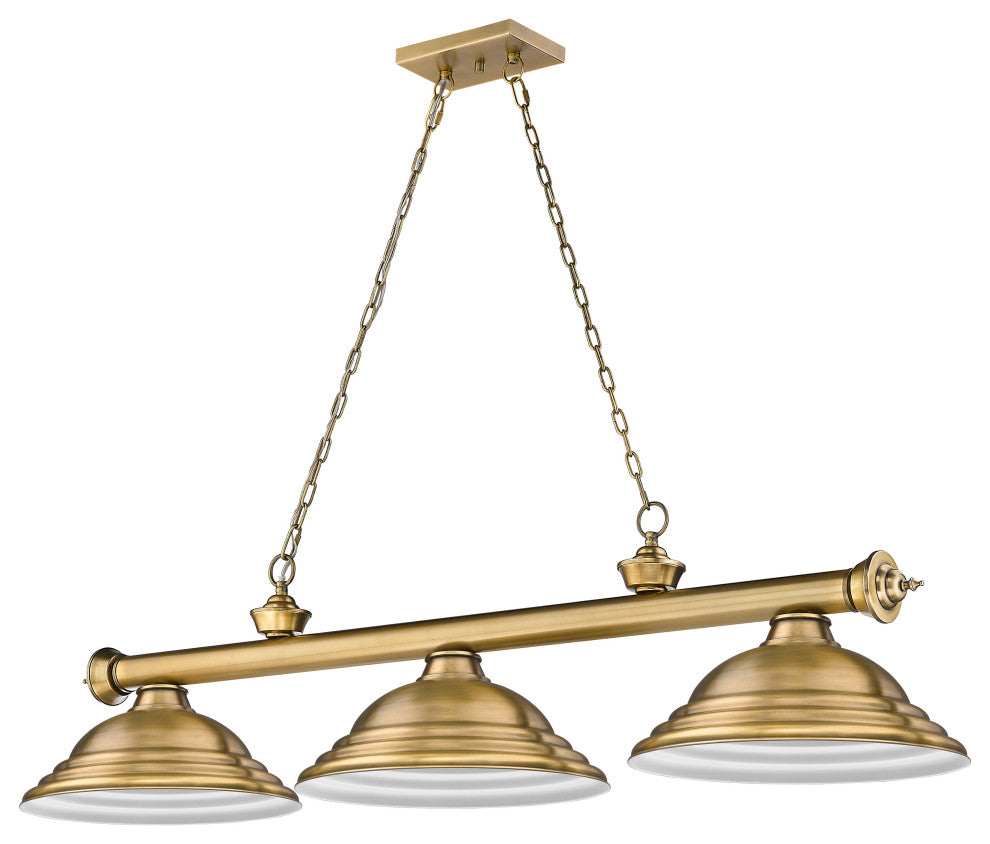 Zlite 2306-3RB-SRB 3-Light Billiard, Rubbed Brass