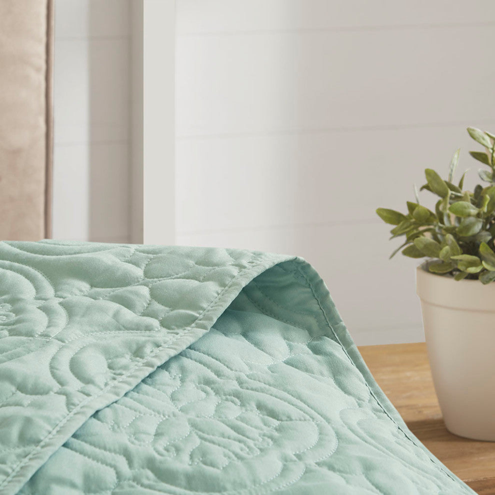 510 Design Oakley Quilted Oversized 3-Piece Bedspread Set, Seafoam, King/Cal Kin