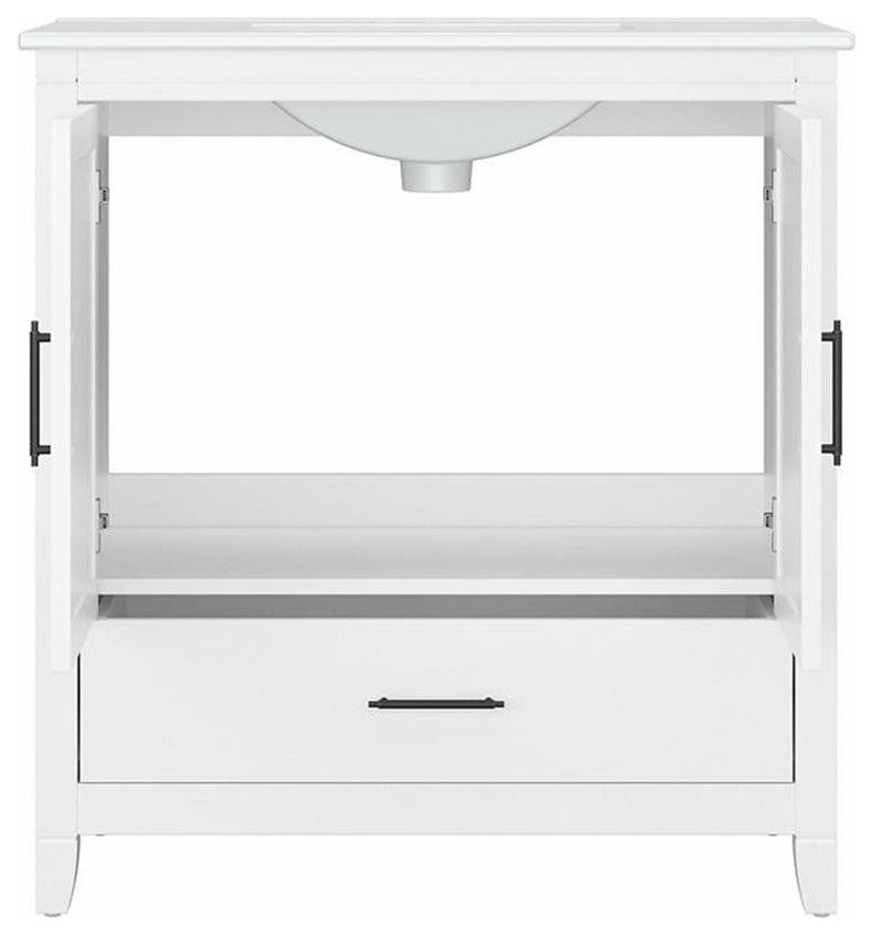Bush Key West 32" Engineered Wood Bathroom Vanity with Sink in White Ash