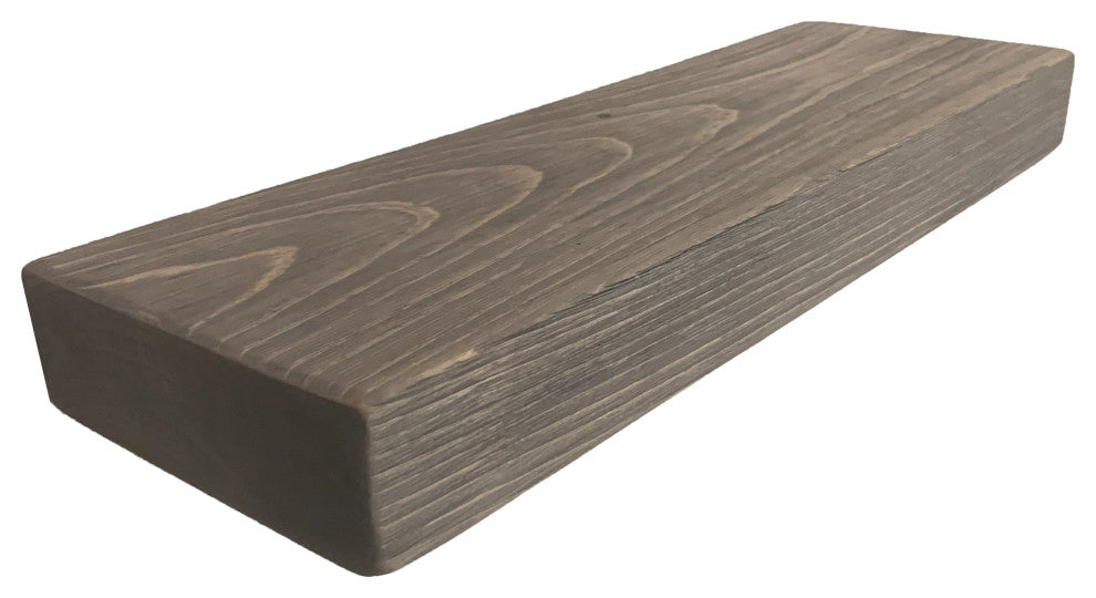 Rustic, Floating Shelf, 2" Thick x 6" Deep, Mountable, Weathered Wood, 18"