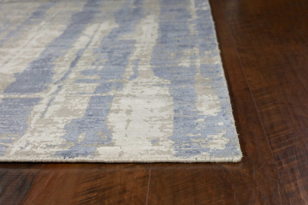 HomeRoots 5'x7' Grey Blue Hand Loomed Abstract Paint Dripping Indoor Area Rug