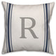 Blue Farmhouse Stripe Monogram - R 18x18 Spun Poly Pillow