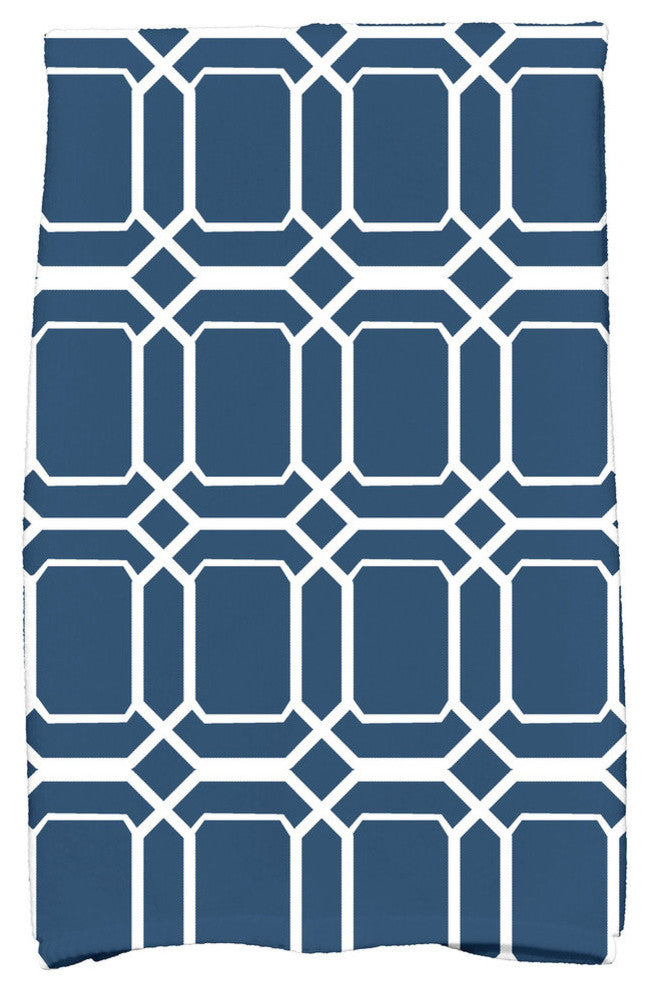18 x 30-inch, O the Fun, Geometric Print Hand Towel, Blue