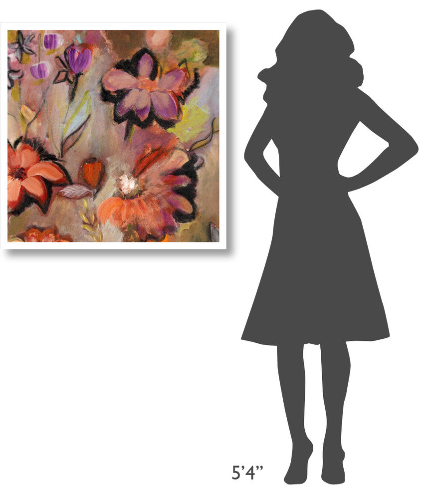 "Garden of a Joyful Day TR" Digital Paper Print by Joan Elan Davis, 32"x32"