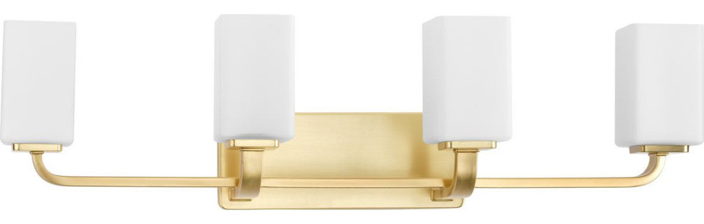 Cowan Collection 33-1/2" 4-Light Vintage Brass Etched Glass Bath Vanity Light