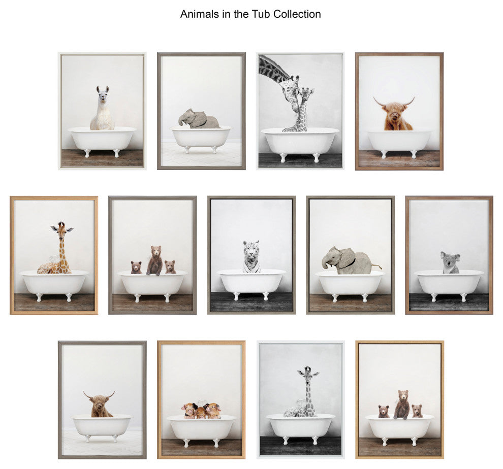 Sylvie Highland Cow Portrait Frame Canvas by Amy Peterson Art Studio, Gray 28x38