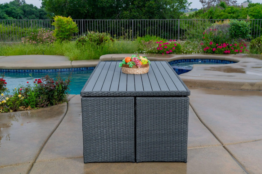 Dalia 9 Piece Dining Set Outdoor Patio Furniture Wicker Rattan Resin