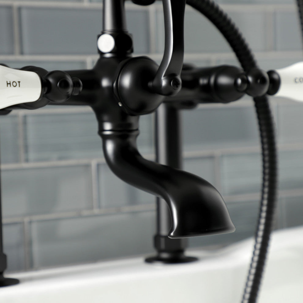 AE107T0 Deck Mount Clawfoot Tub Faucet, Matte Black