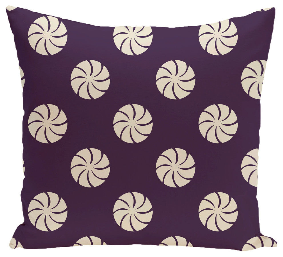 Whirl Of The Season, Decorative Geometric Print Pillow, Purple, 18"x18"