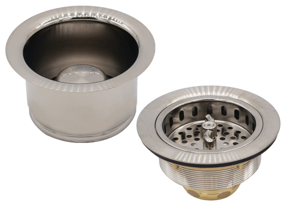 CO2195 3.5" Wing Nut Twist Large Kitchen Sink Basket Strainer, Stainless Steel