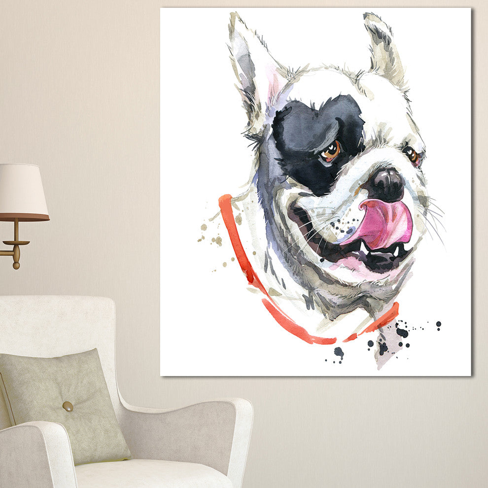 Kiss French Bulldog Illustration, Animal Canvas Wall Art, 30"x40"