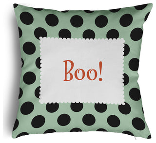 Halloween Boo Dots Accent Pillow With Removable Insert, Mint Green, 20"x20"