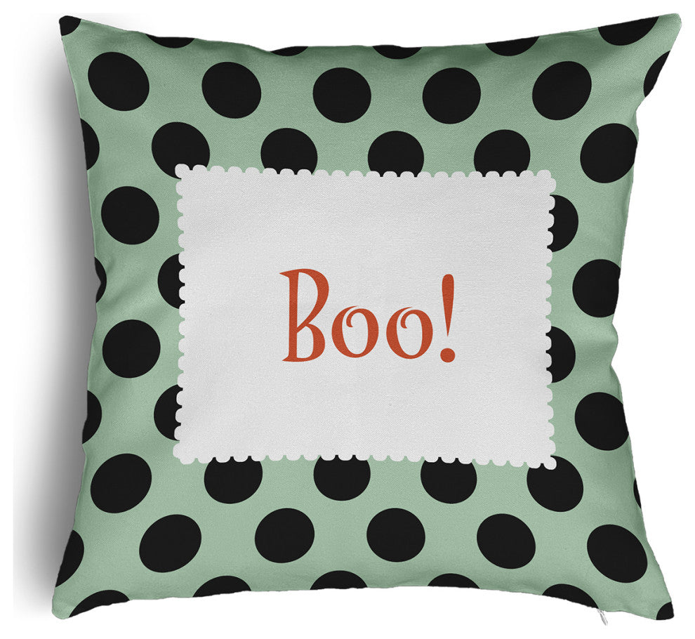 Halloween Boo Dots Accent Pillow With Removable Insert, Mint Green, 20"x20"