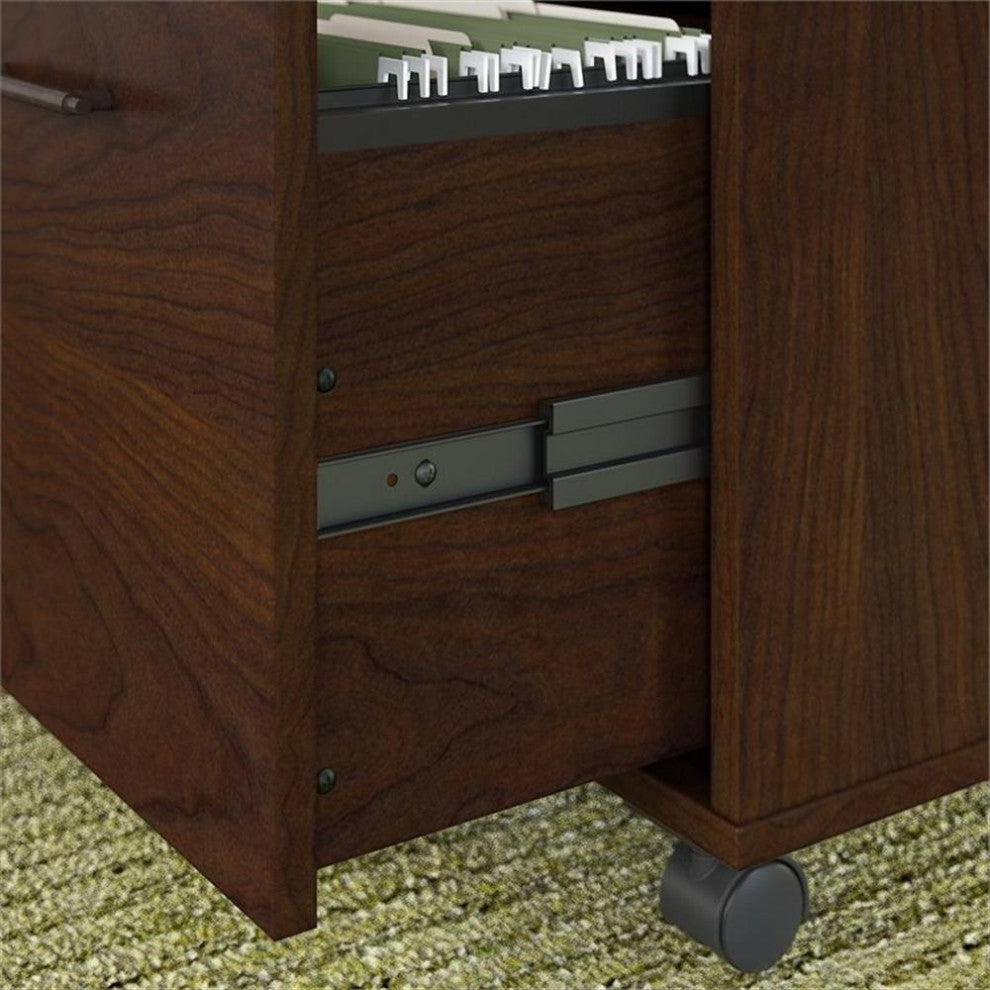 Bush Furniture Key West 60W L Shaped Desk with Mobile File Cabinet & Bookcase