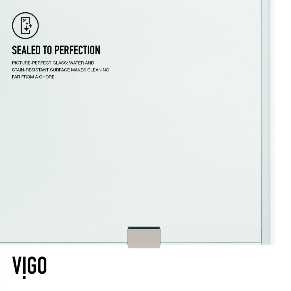 VIGO Elan 48" to 52" W x 74" H Frameless Sliding Shower Door, Stainless Steel, Clear Glass