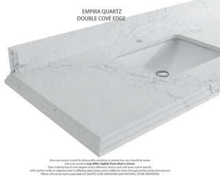 Elizabeth 36 Left Offset Bath Vanity in Light Natural Teak 1.5" Empira Quartz