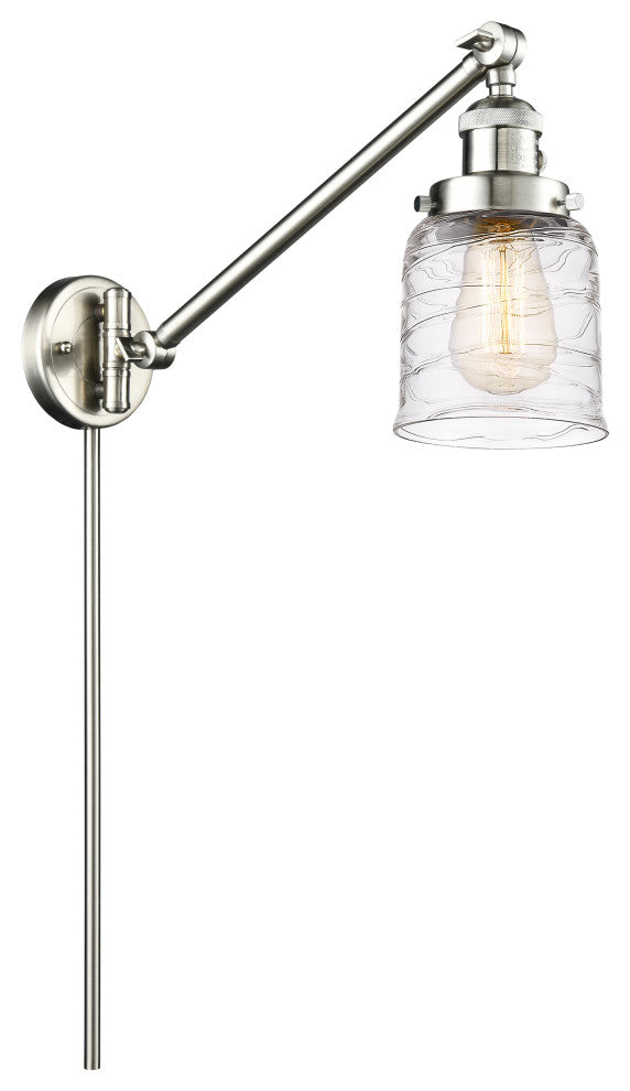 Bell Swing Arm With Switch, Brushed Satin Nickel, Deco Swirl, Deco Swirl