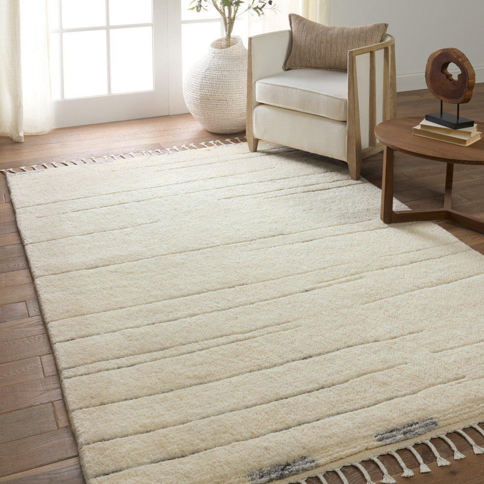 Jaipur Living Furrow Hand-Knotted Striped Cream/ Gray Area Rug 6'X9'