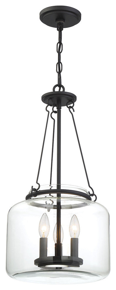 Akron 3-Light Pendant, Matte Black