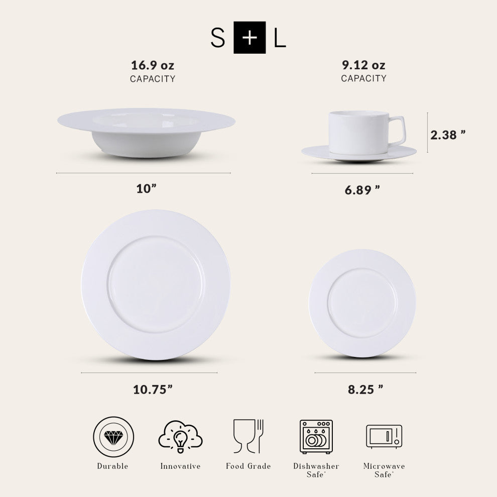 Stone Lain Sylvie Bone China 20 Piece Dinnerware Set, White