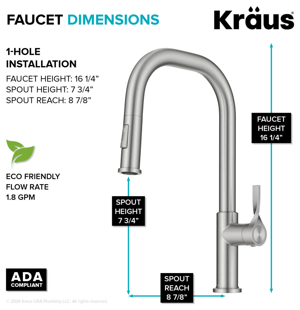 KRAUS Torak 2-Function Single Handle Pull Down Kitchen Faucet SFS