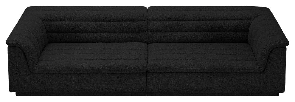 Cascade Upholstered Modular Sofa, Black, Boucle Fabric, Straight Sofa