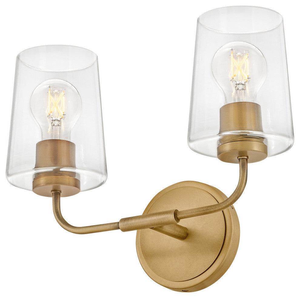 Lark Kline Small Two Light Vanity, Heritage Brass