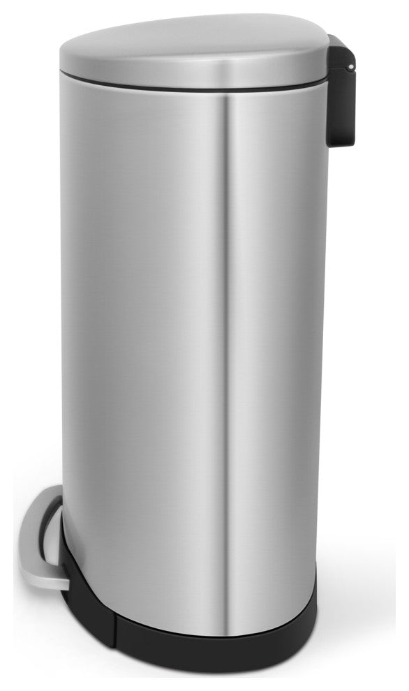 40-Liter Fingerprint Free Brushed Stainless Steel Semi-Round Step-On Trash Can