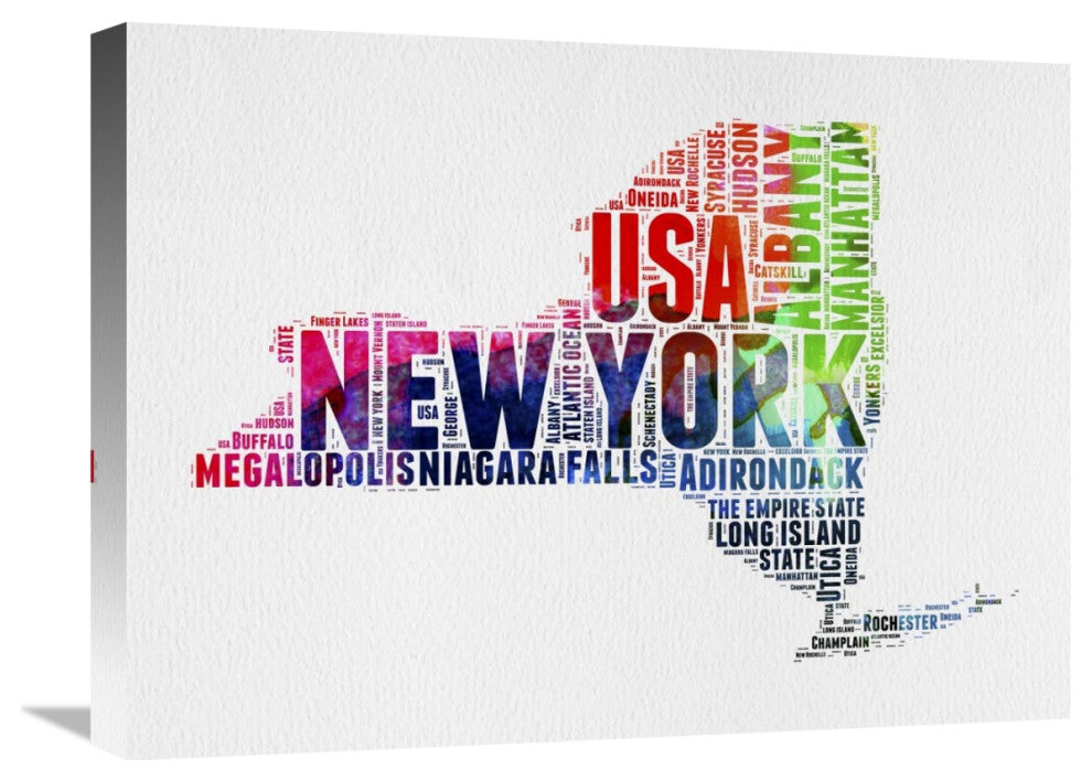 "New York Watercolor Word Cloud" Fine Art Print