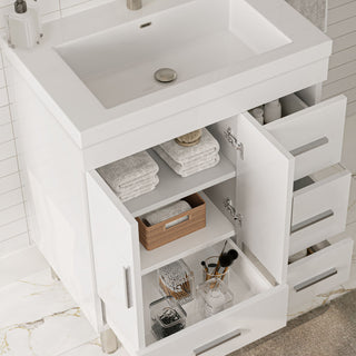 The Latitude Bathroom Vanity, White, 30", Single Sink, Freestanding