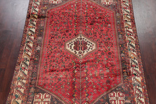 Consigned, Faded Vintage Traditional Handmade Persian Abrash Area Rug, Red, 7x10