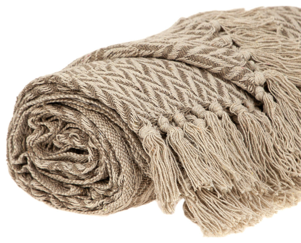 Multi Beige Herringbone Woven Handloom Throw