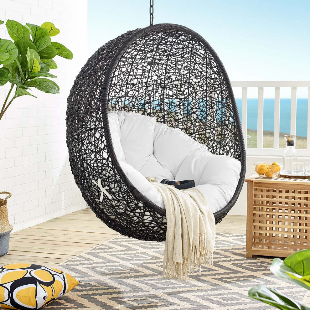 Swing Lounge Chair, Black White, Outdoor Patio Balcony Cafe Bistro Garden