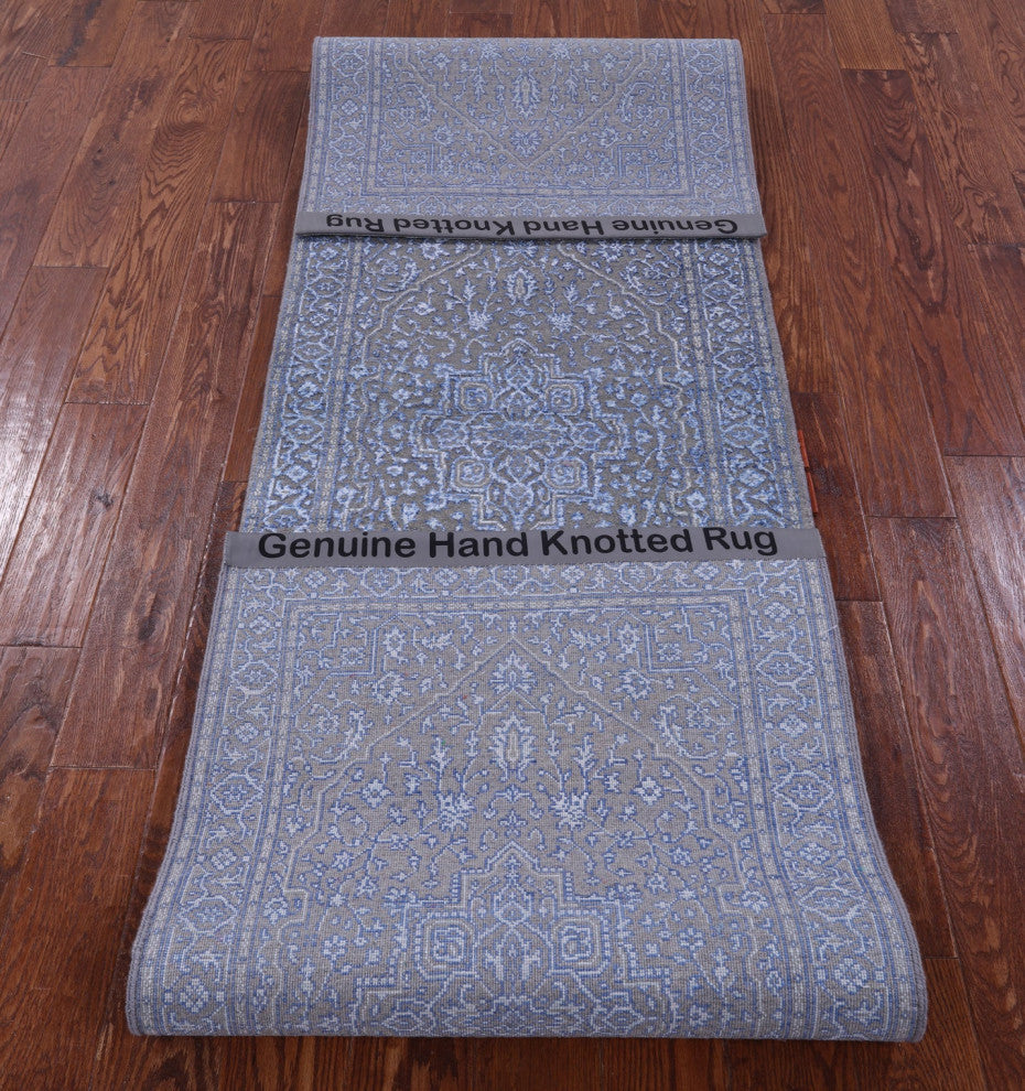 2' 6" X 10' 2" Runner Persian Heriz Serapi Wool & Silk Handmade Rug - Q15984