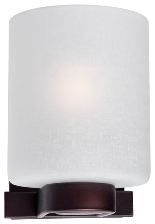 1 Light Wall Bracket, Antique Bronze, White Linen Glass