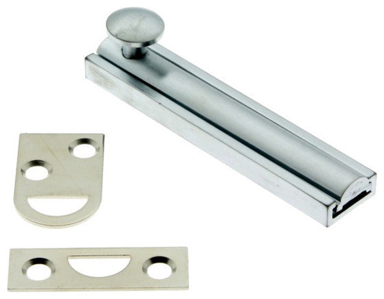 Genuine Solid Brass 3" Surface Bolt, Satin Chrome