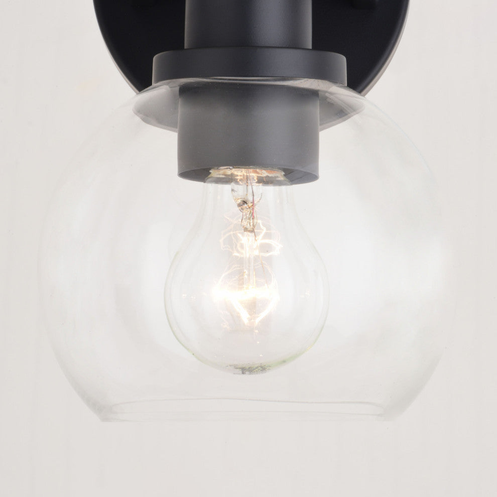 Marshall 3 Light Black Transitional Bathroom Vanity Wall Fixture Clear Glass