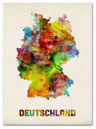 'Germany Watercolor Map' Canvas Art by Michael Tompsett