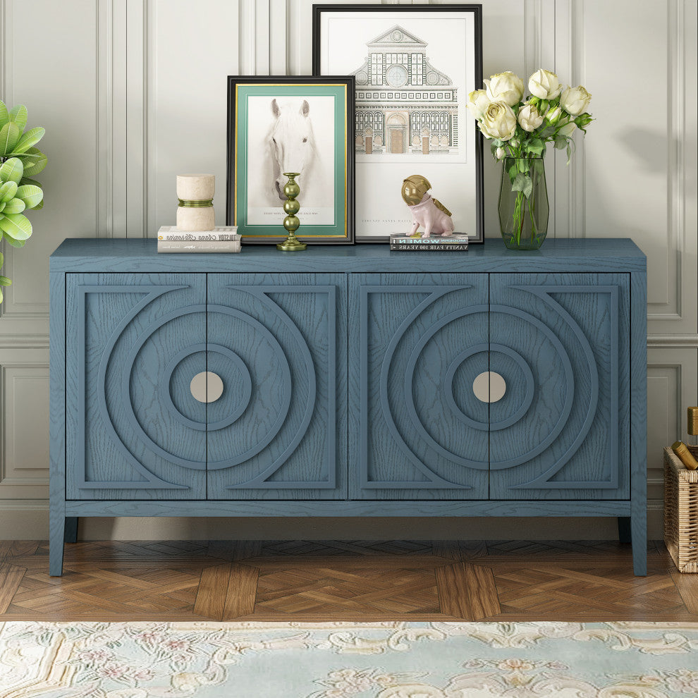 TATEUS 60" Rustic Entrance Furniture Retro Sideboard Living Room Antique Blue